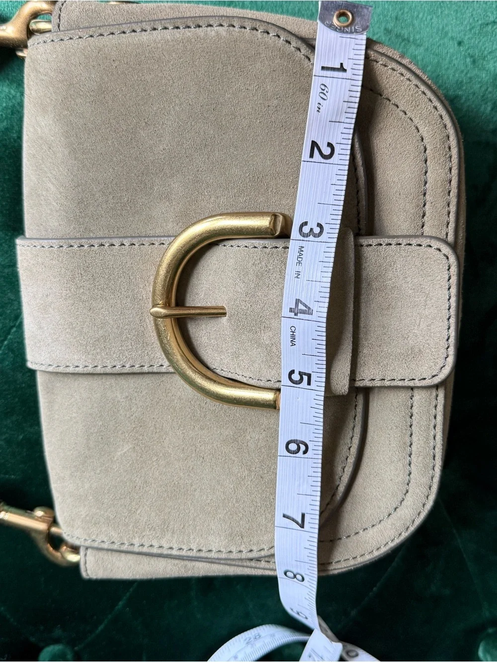 J.Crew NWT Italian Suede Buckle Crossbody Bag Olive Green J7204